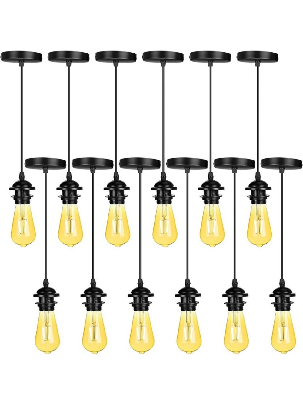 12 Pack Adjustable Mini Pendant Light Kit, Vintage Edison Style Hanging Fixtures